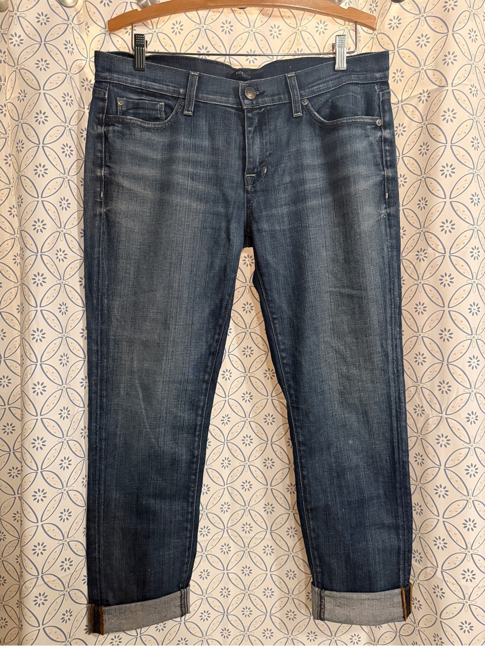 Fidelity Washed Dark Blue Straight Jeans
